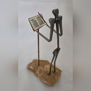 Upcycled Nail Art Sculpture on Stone Music Conductor Musician